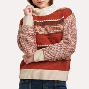 BARBARA MID NECK LONG SLEEVE RELAXED FIT SWEATER GINGERBREAD HOUSE
